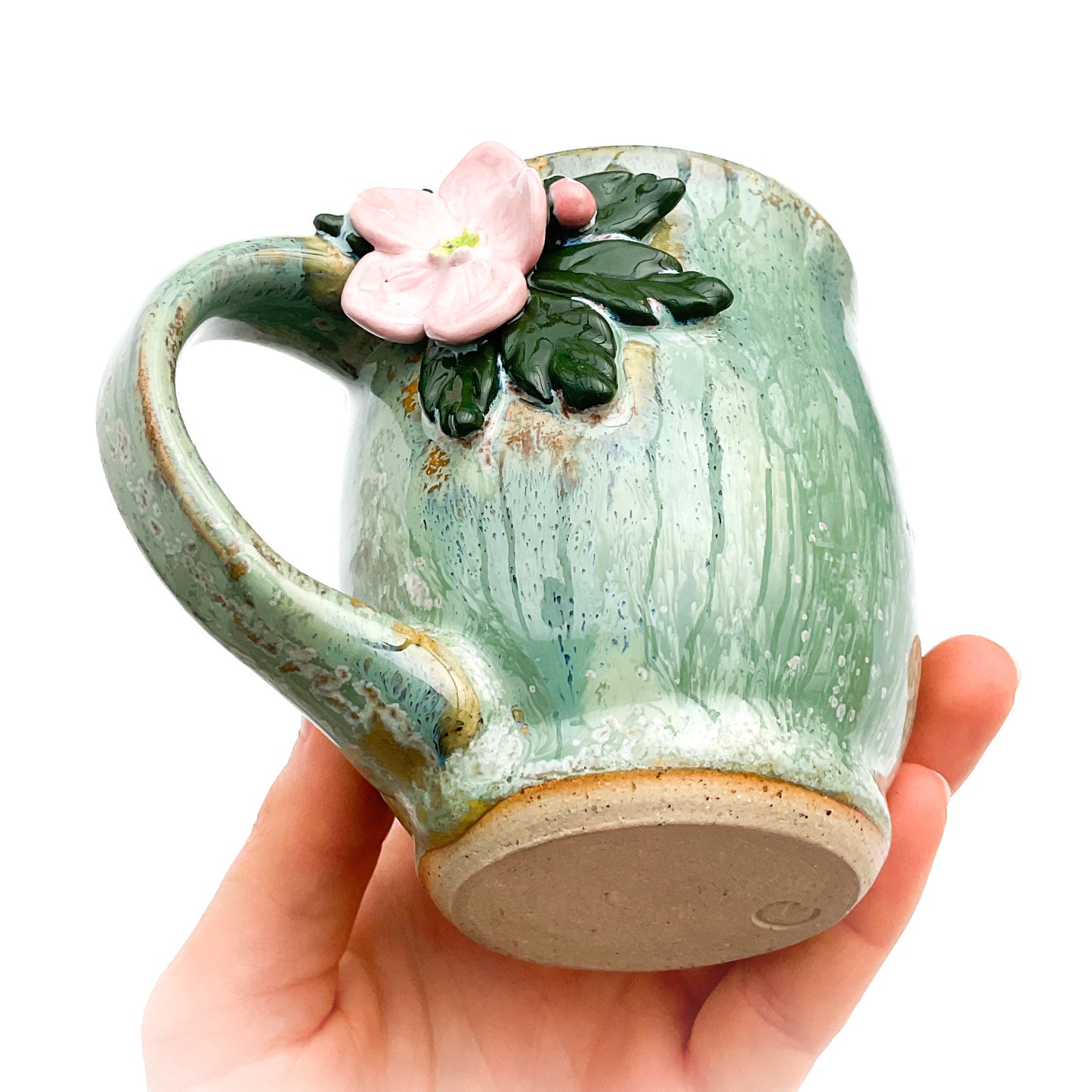 Wild Geranium Hand Sculpted Stoneware Mug 9 oz