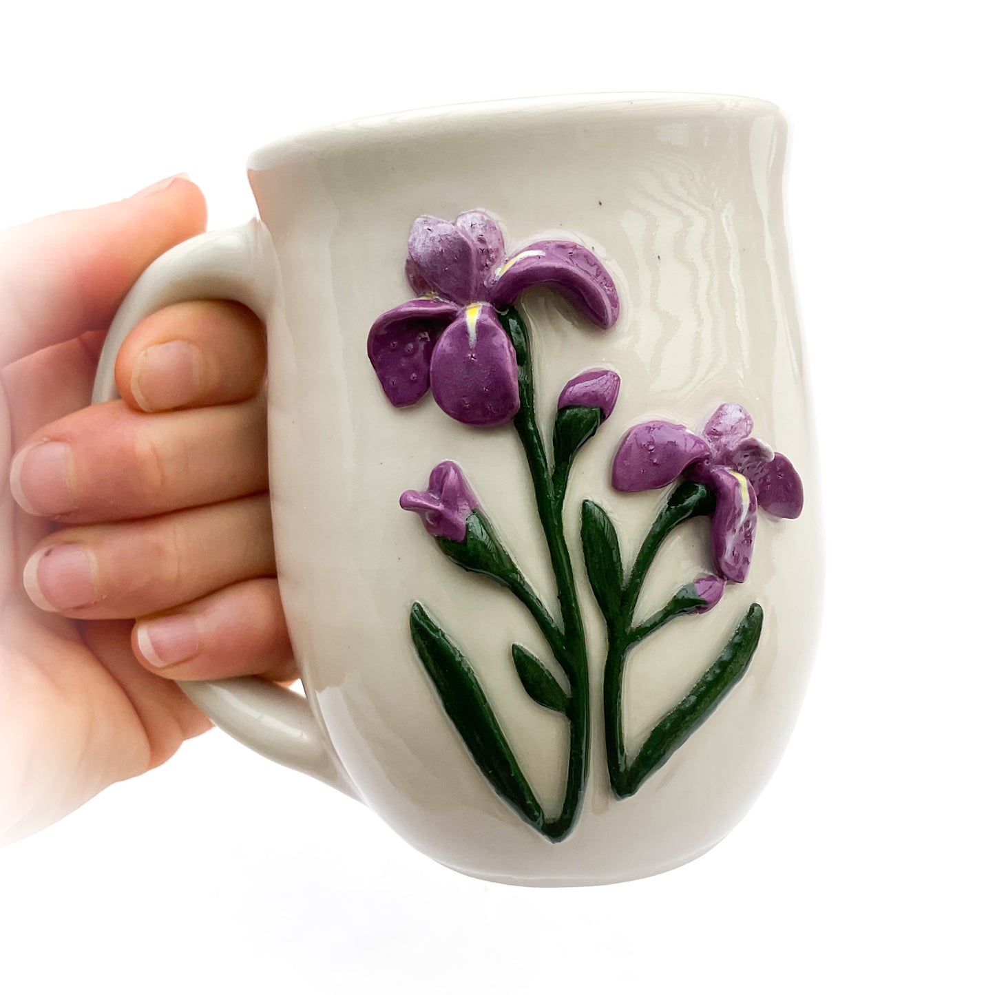 Iris Hand Sculpted Porcelain Mug 11 oz