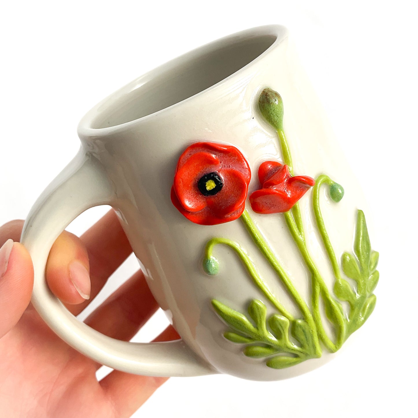 Poppy Hand Sculpted Porcelain Mug 10 oz
