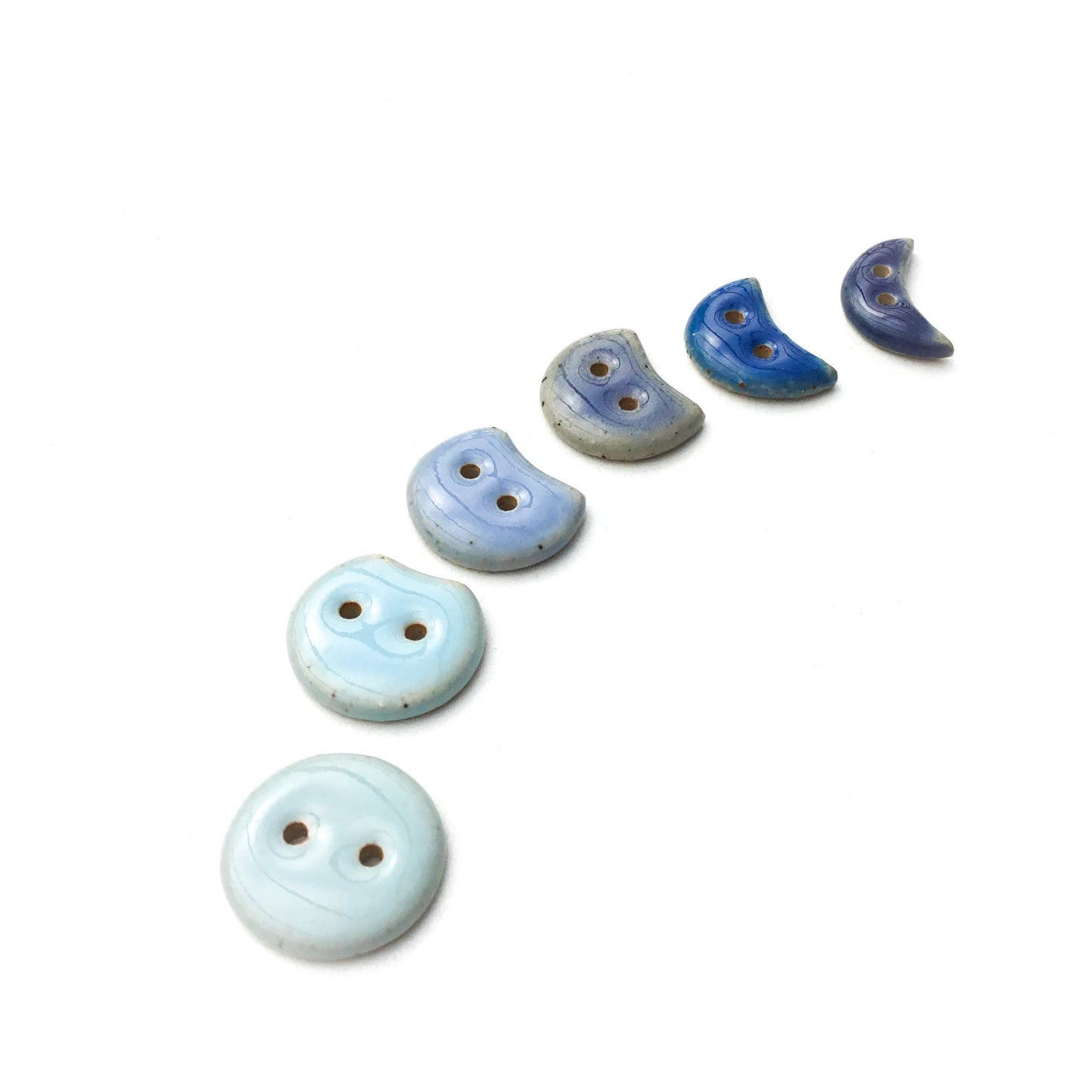 Blue Moon Phase Ceramic Buttons - 3/4" - 6 Pack