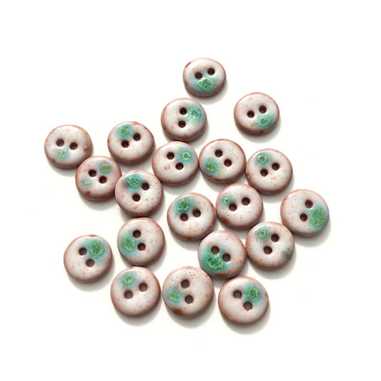 White & Blue-Green Splash Ceramic Buttons - 1/2"