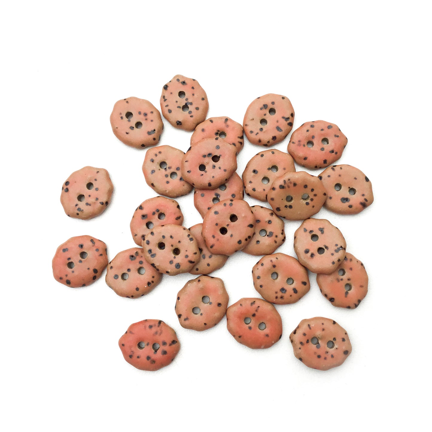 Scalloped Coral Fleck Stoneware Buttons 1/2" x 5/8”