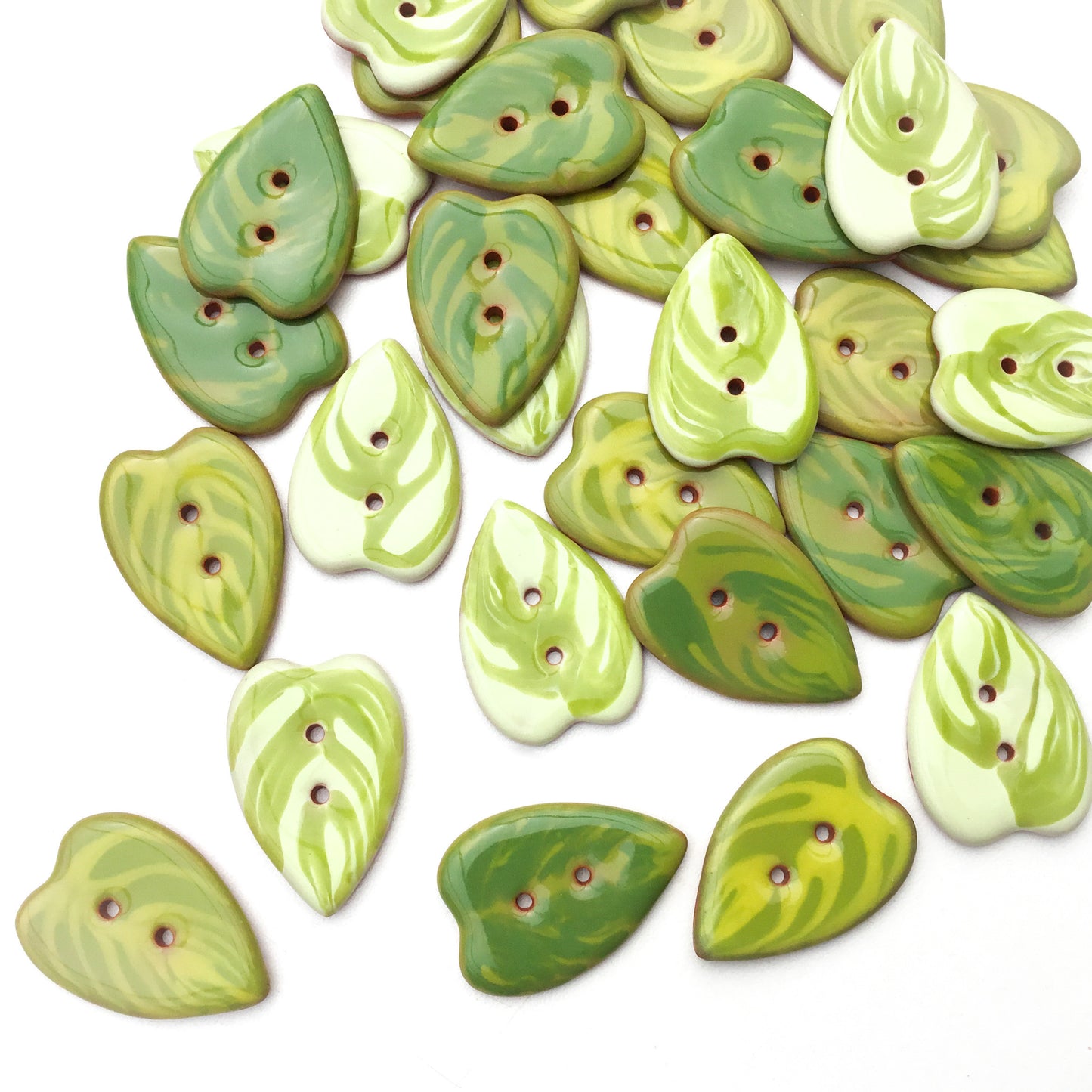 Pothos Leaf Ceramic Buttons  7/8" x 1-1/4"