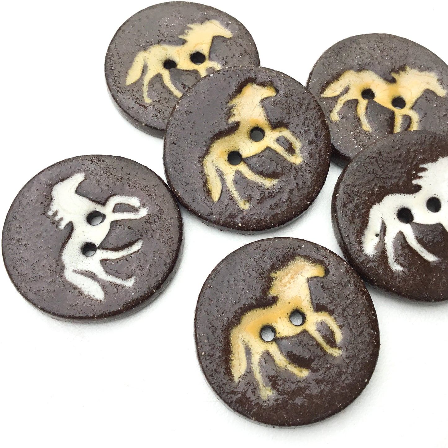 Running Horse Buttons on Black Clay 1-1/16"