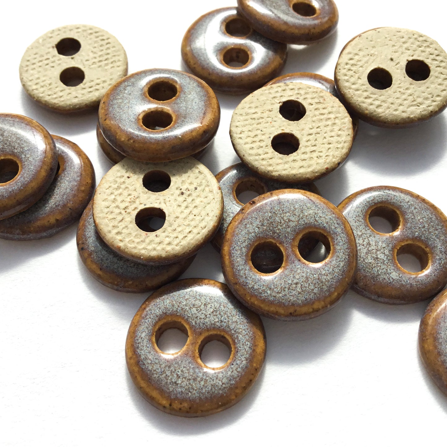 Iridescent Silver & Copper Stoneware Buttons - 3/4"