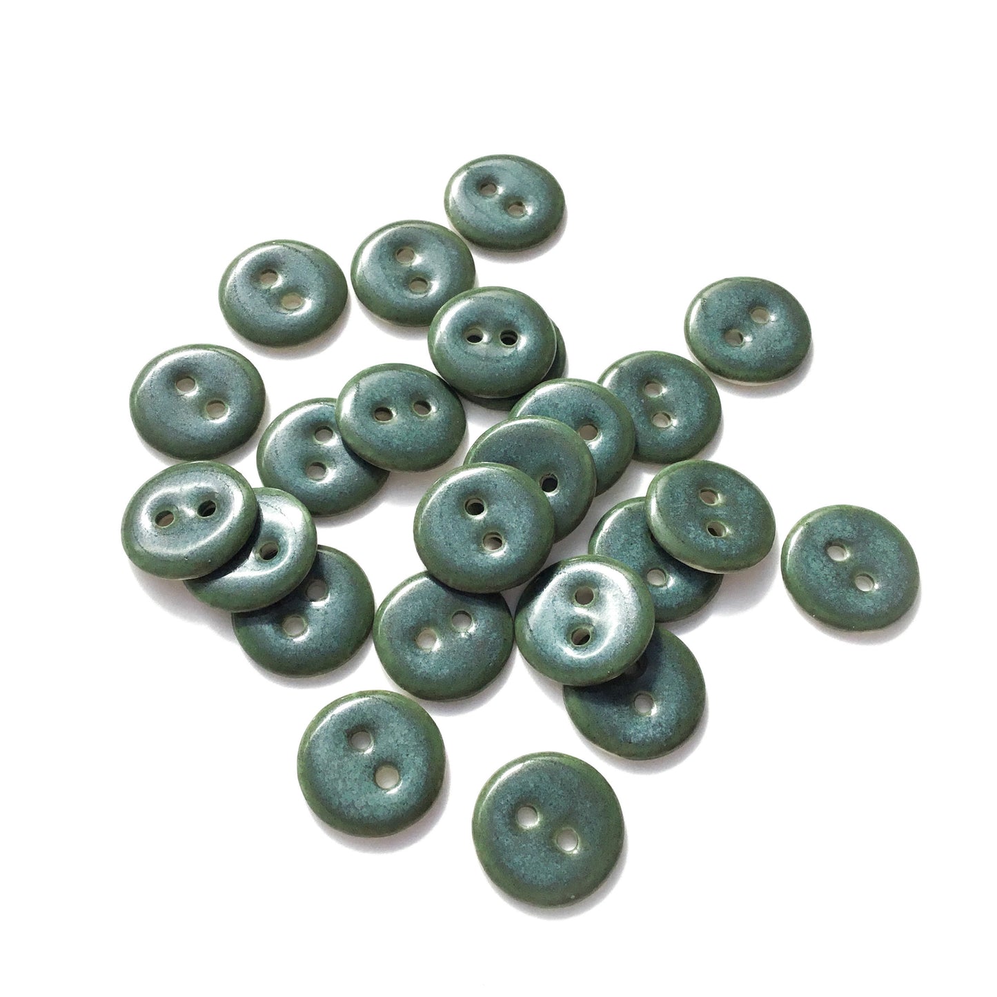 Iridescent Blue-Green Porcelain Buttons  5/8"