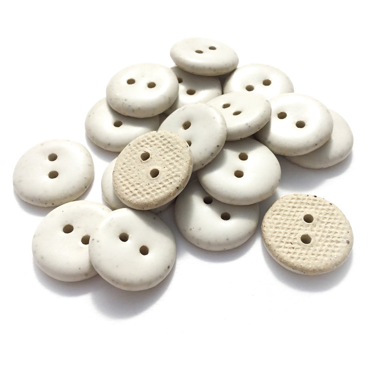 White Matte Stoneware Buttons  3/4"