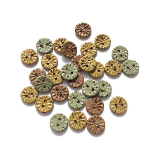 Stoneware Fleck Daisy Buttons  9/16"