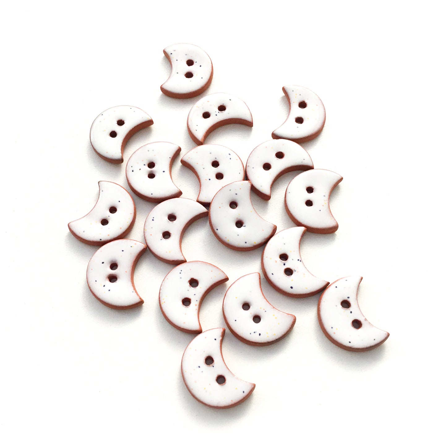 Speckled White Moon Crescent Buttons 3/4"