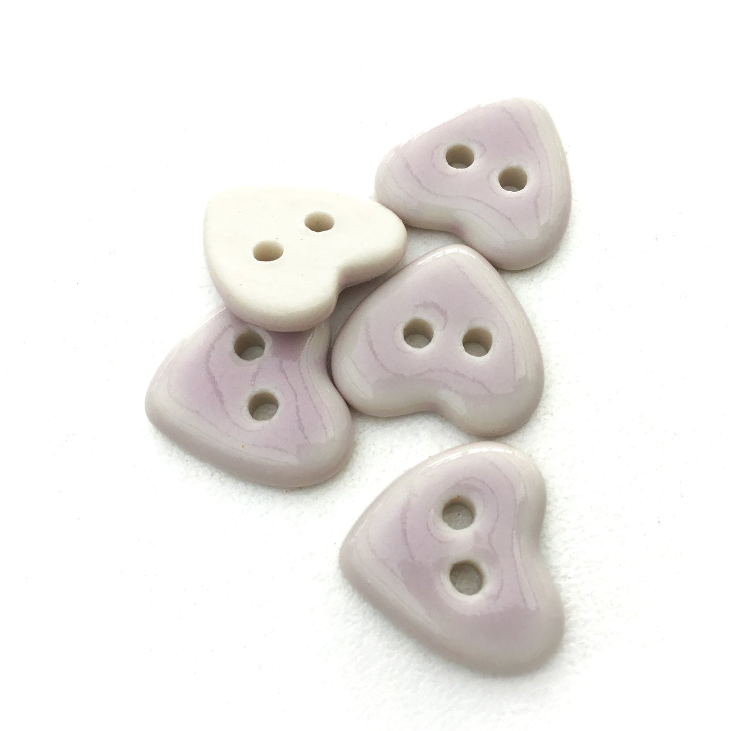 Softest Purple Porcelain Heart Buttons  9/16"