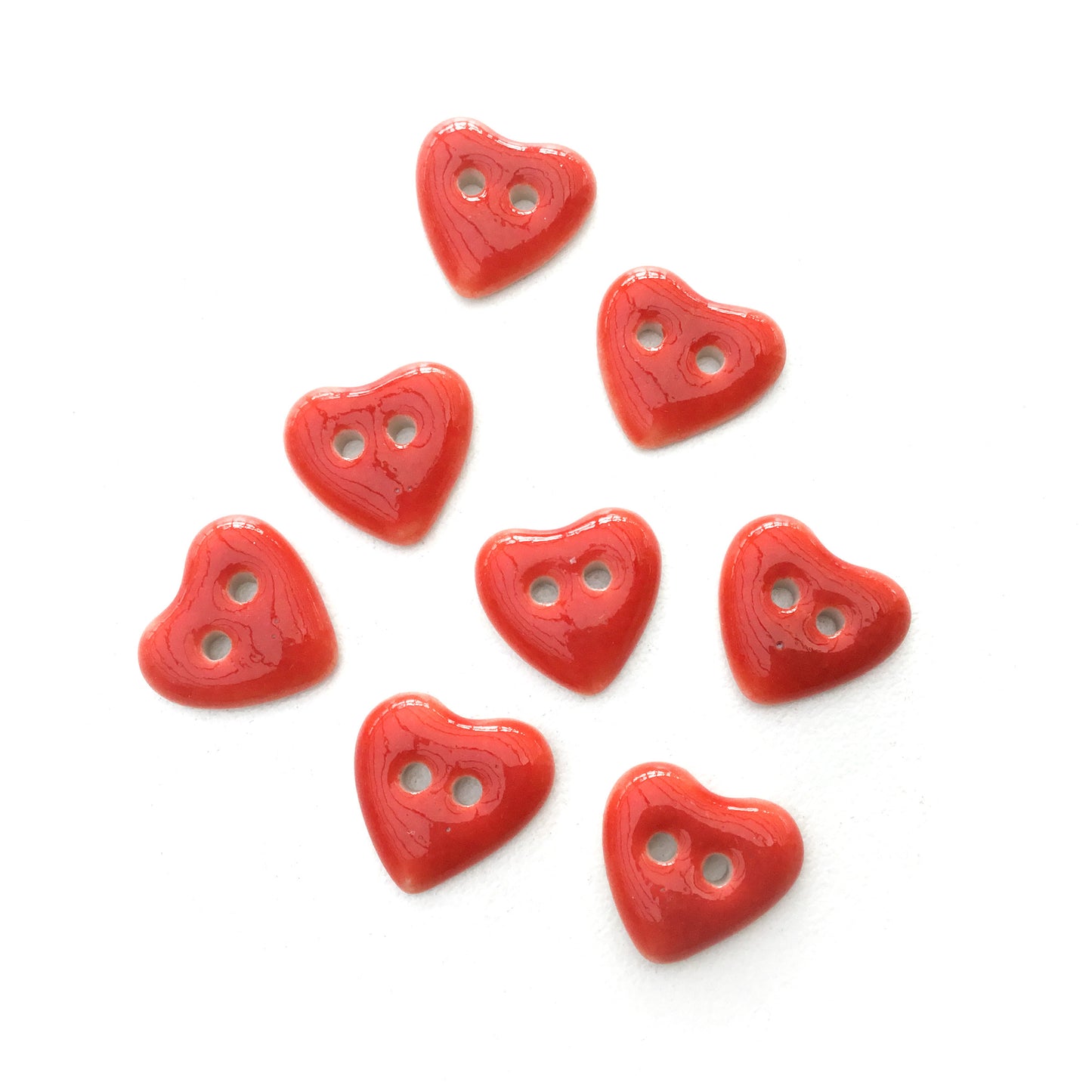 Bright Red Porcelain Heart Buttons  9/16"