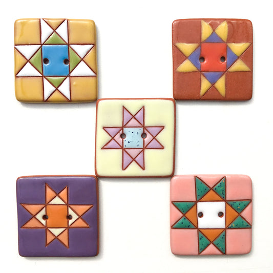 Ohio Star Ceramic Quilt Block Buttons- 1 3/8"