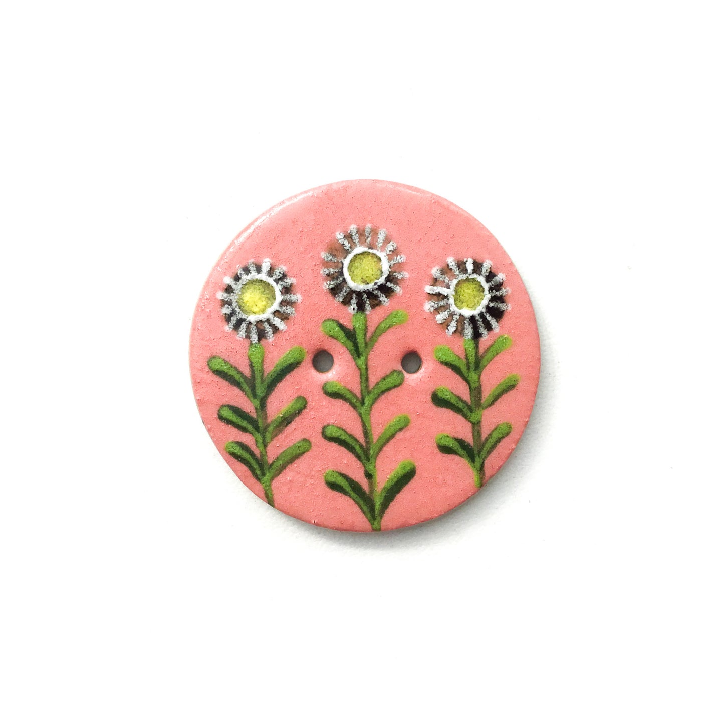 Folk Flowers Stoneware Buttons- 1 3/8"