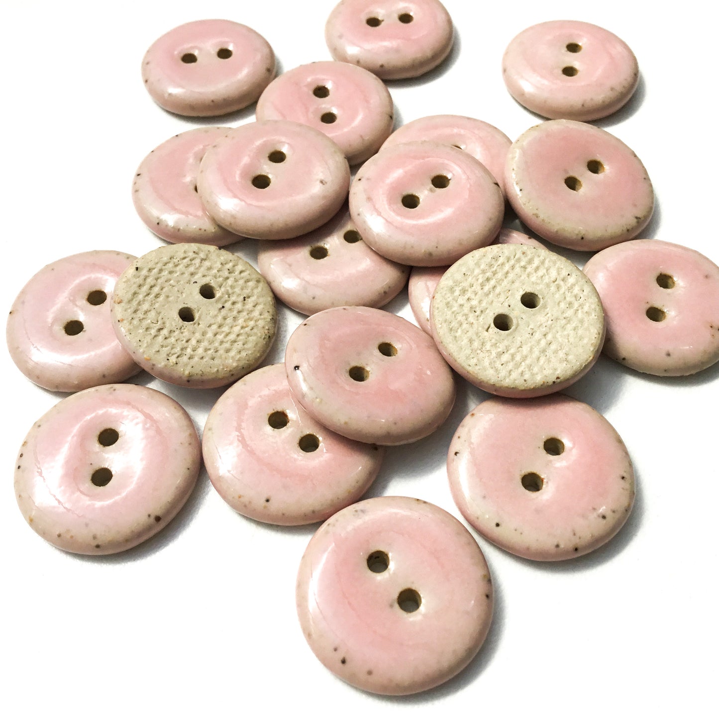 Soft Pink Ceramic Stoneware Buttons - 3/4"