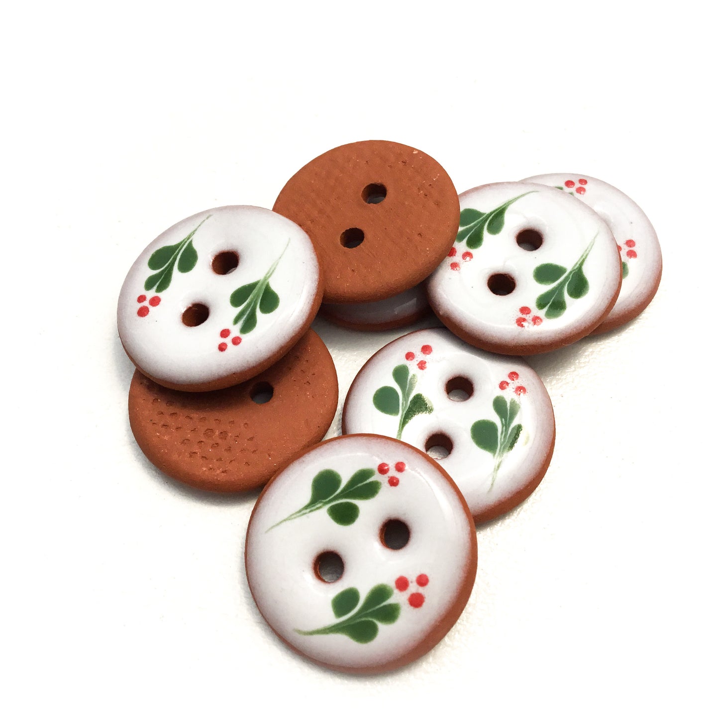 Ruby Sprig Ceramic Buttons - 3/4"