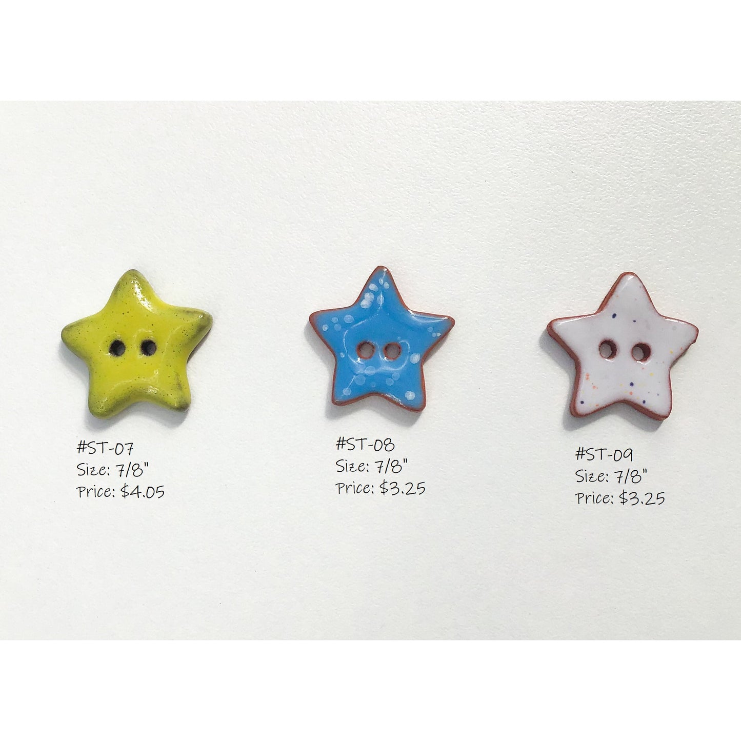 Stars Button Collection: Artisan Ceramic Buttons - Decorative Star Buttons (ws-240)