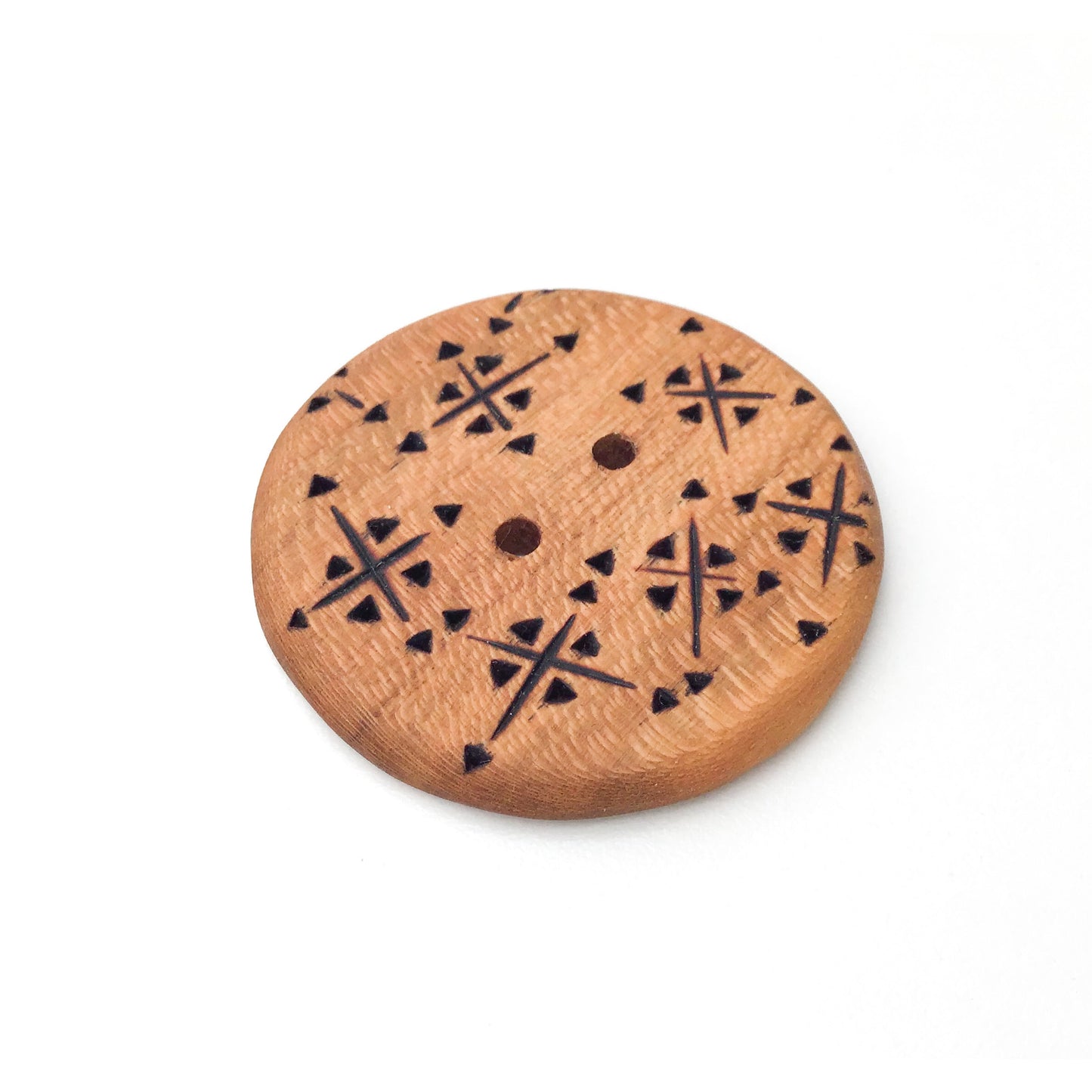 Extra Large Cherry Wood Button - Decorative Wood Button - Pyrography - 1 13/16"