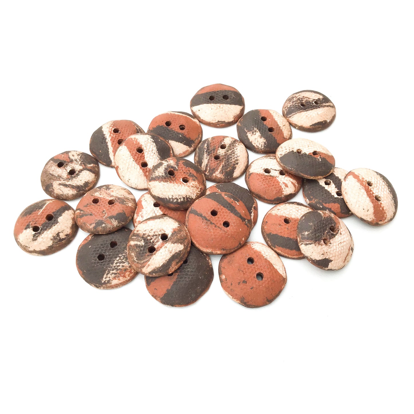 Raw and Rustic Tri-Colored Ceramic Buttons - Earthy Clay Buttons - 3/4" to 7/8"