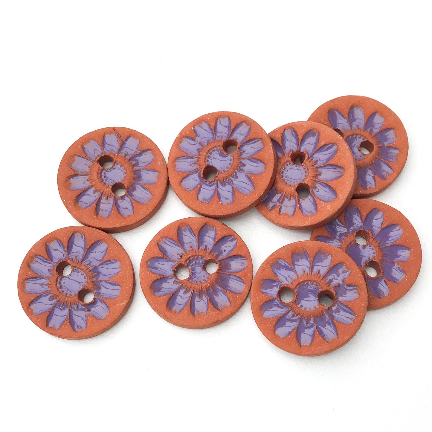 Ceramic Mum Flower Buttons - Small Ceramic Flower Buttons - Purple - 11/16" - 8 Pack (ws-35)