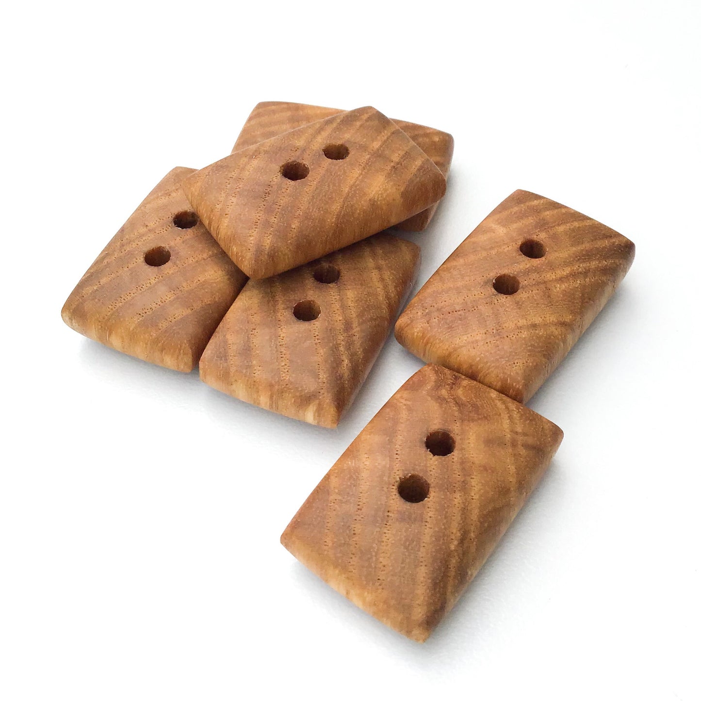 Ash Wood Buttons - Rounded Edge Rectangular Wood Buttons - 11/16" x 1 1/16" - 6 Pack