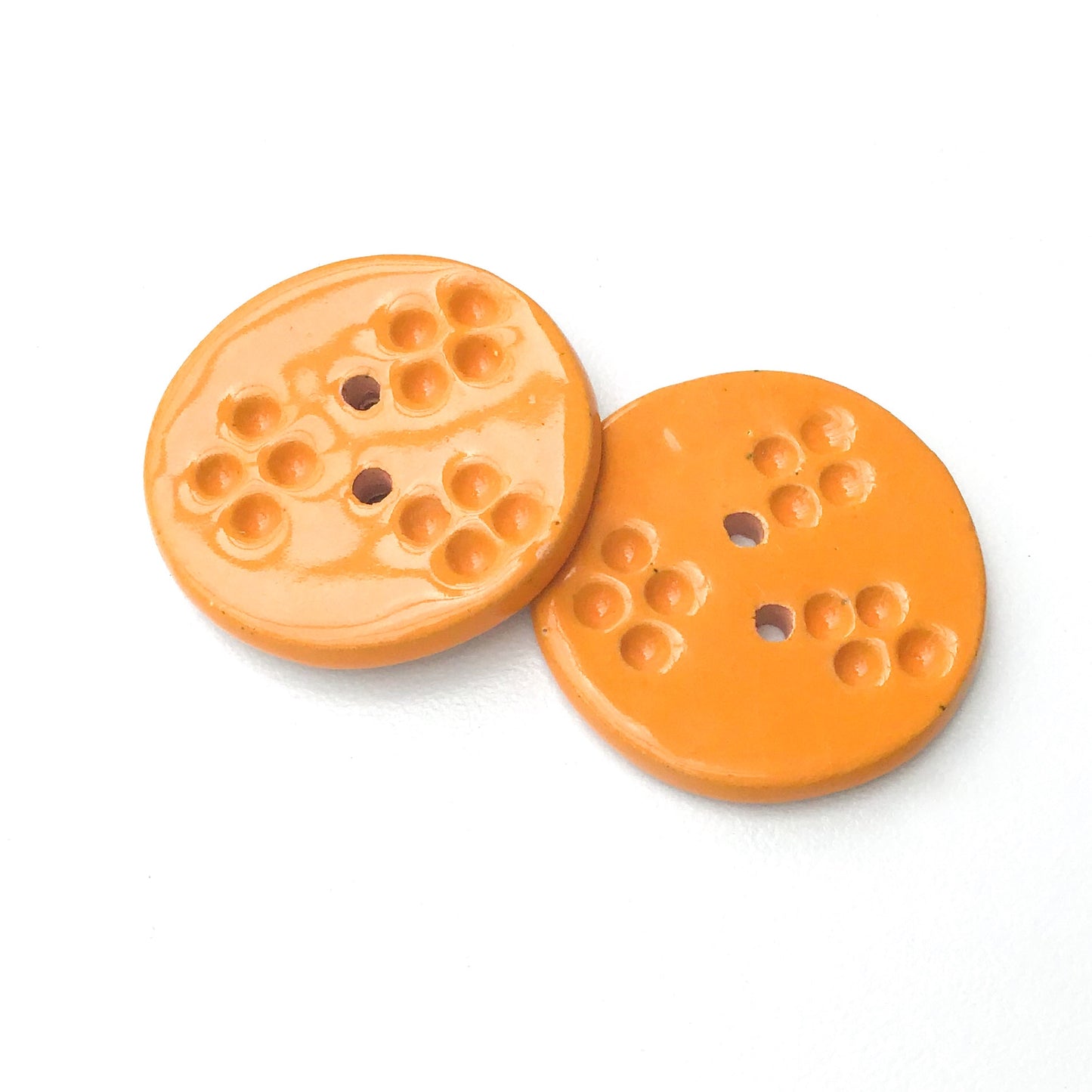 Orange Ceramic Button - Decorative Clay Buttons - 1 1/8"