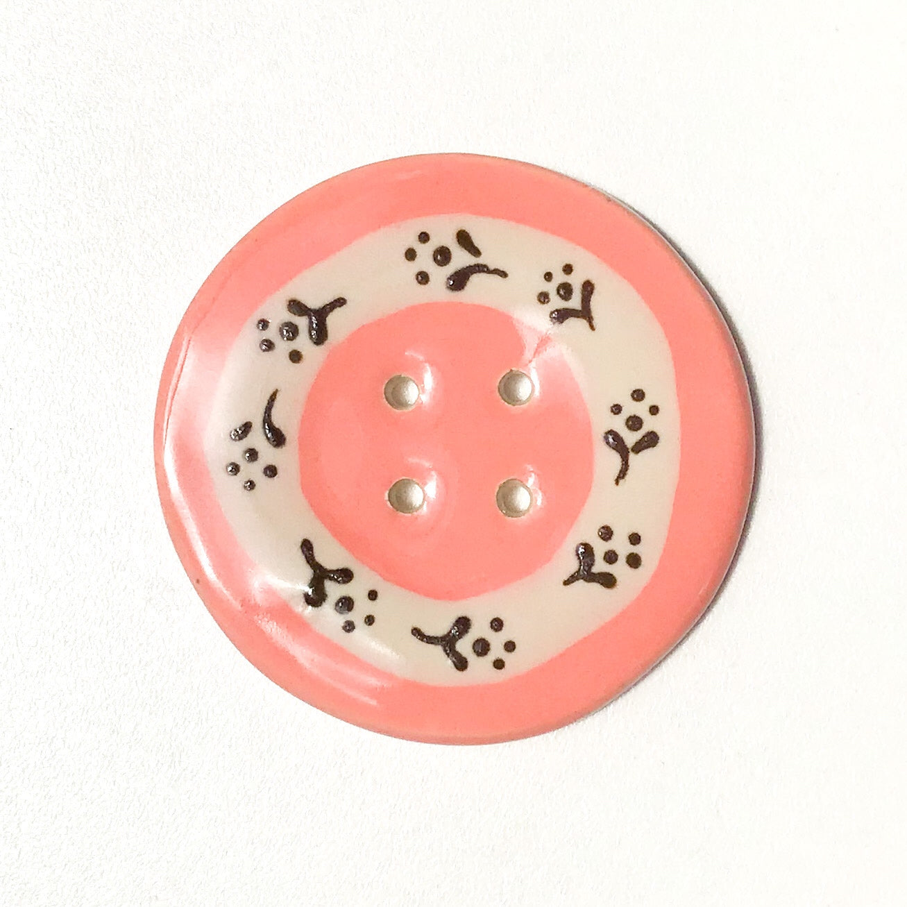 Jumbo Floral Wreath Button - Salmon Pink - 2"
