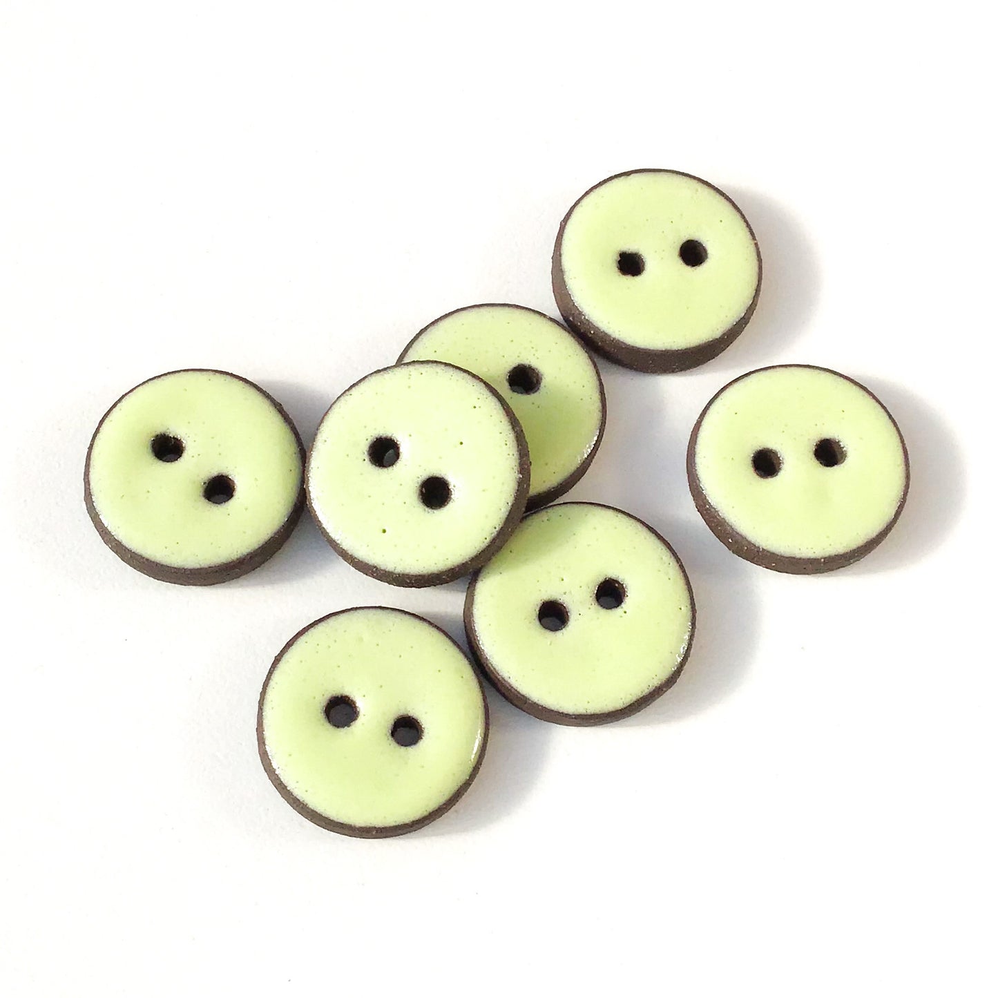 Pastel Green Ceramic Buttons - Light Green Clay Buttons - 3/4" - 7 Pack (ws-154)