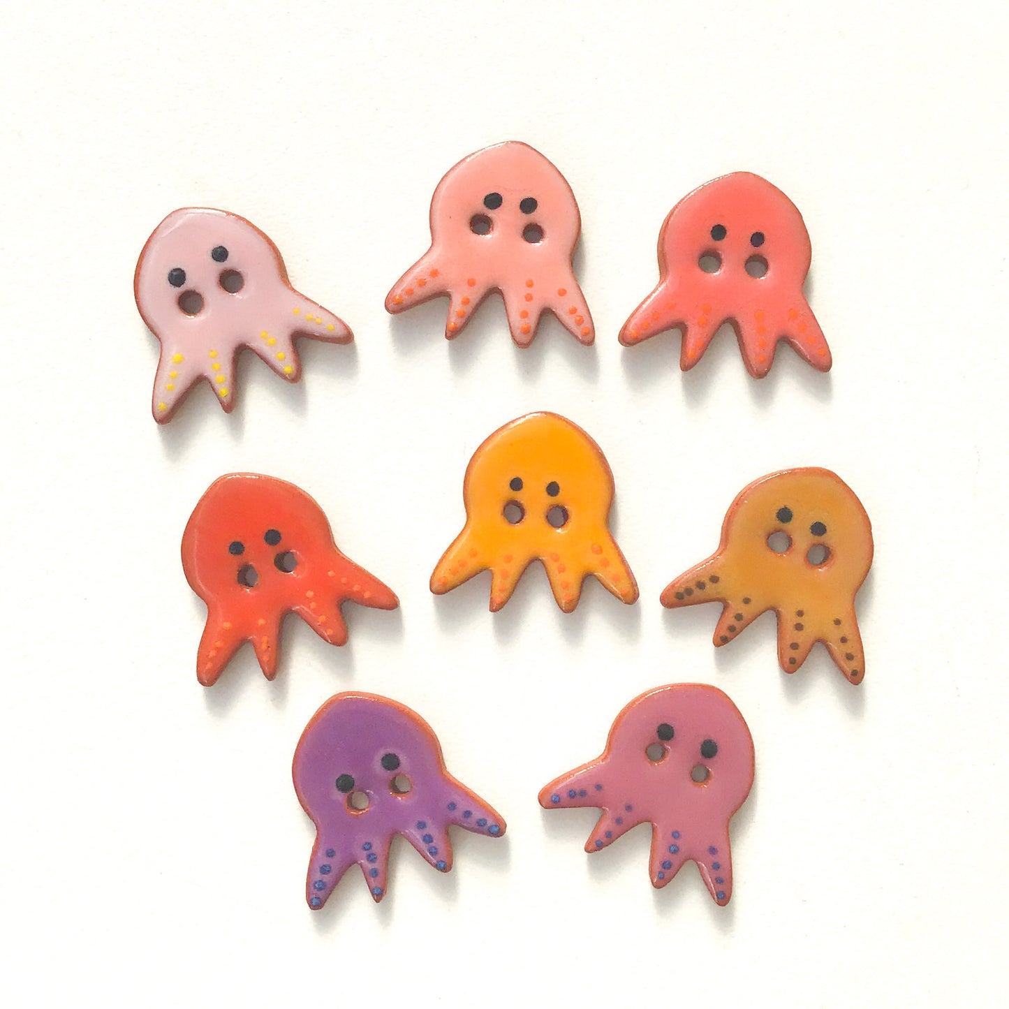 'Earth Tones' Octopus Buttons - Ceramic Ceramic Buttons -Children's Animal Buttons (ws-1)