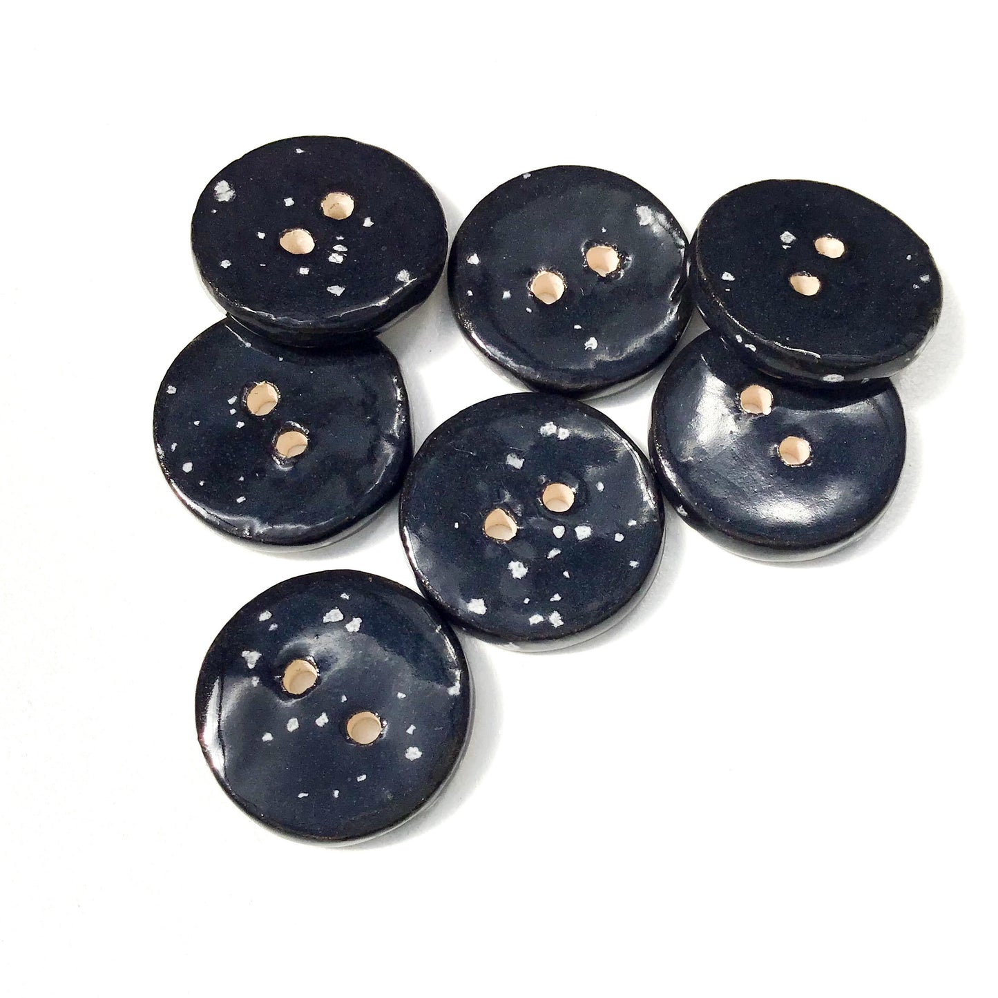 Speckled Black Ceramic Buttons -  3/4"