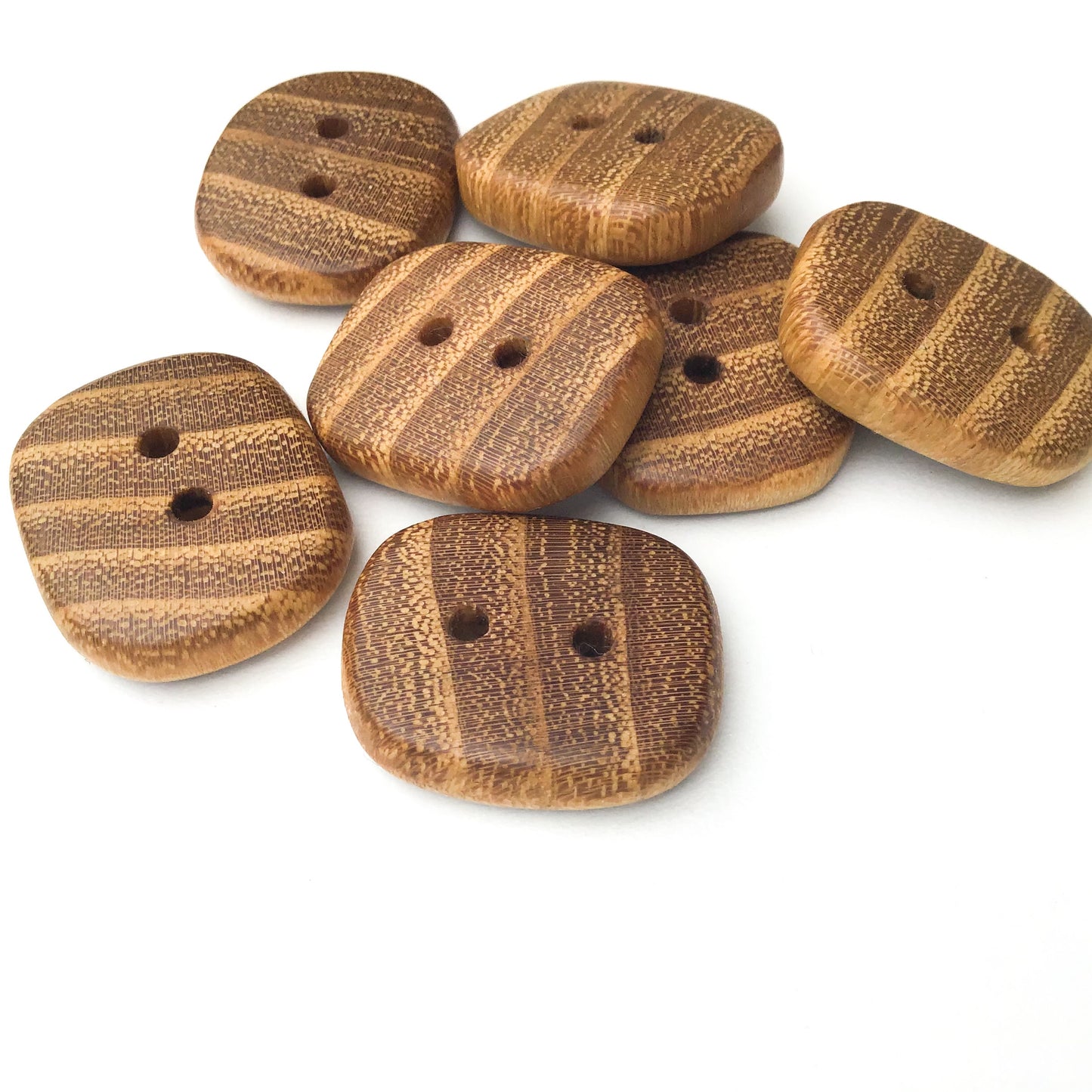 Black Locust Wood Buttons - Rectangular Wood Buttons - 7/8" X 1" - 7 Pack