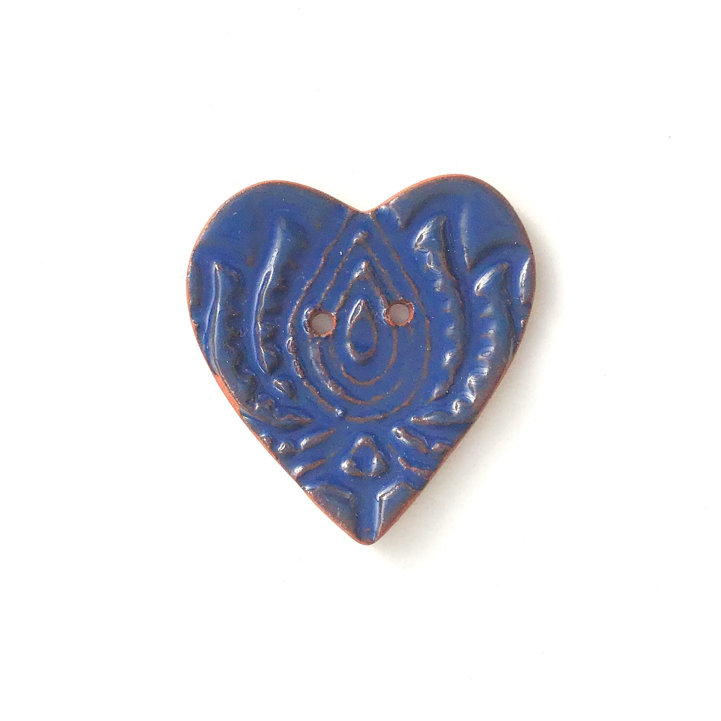 Large Stamped Heart Buttons - Soft Tones Ceramic Heart Buttons - 1 3/8"