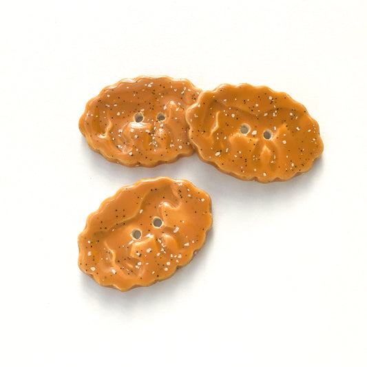 Speckled Brown Horse Buttons - Large Scalloped Clay Button - 1" x 1 3/8"