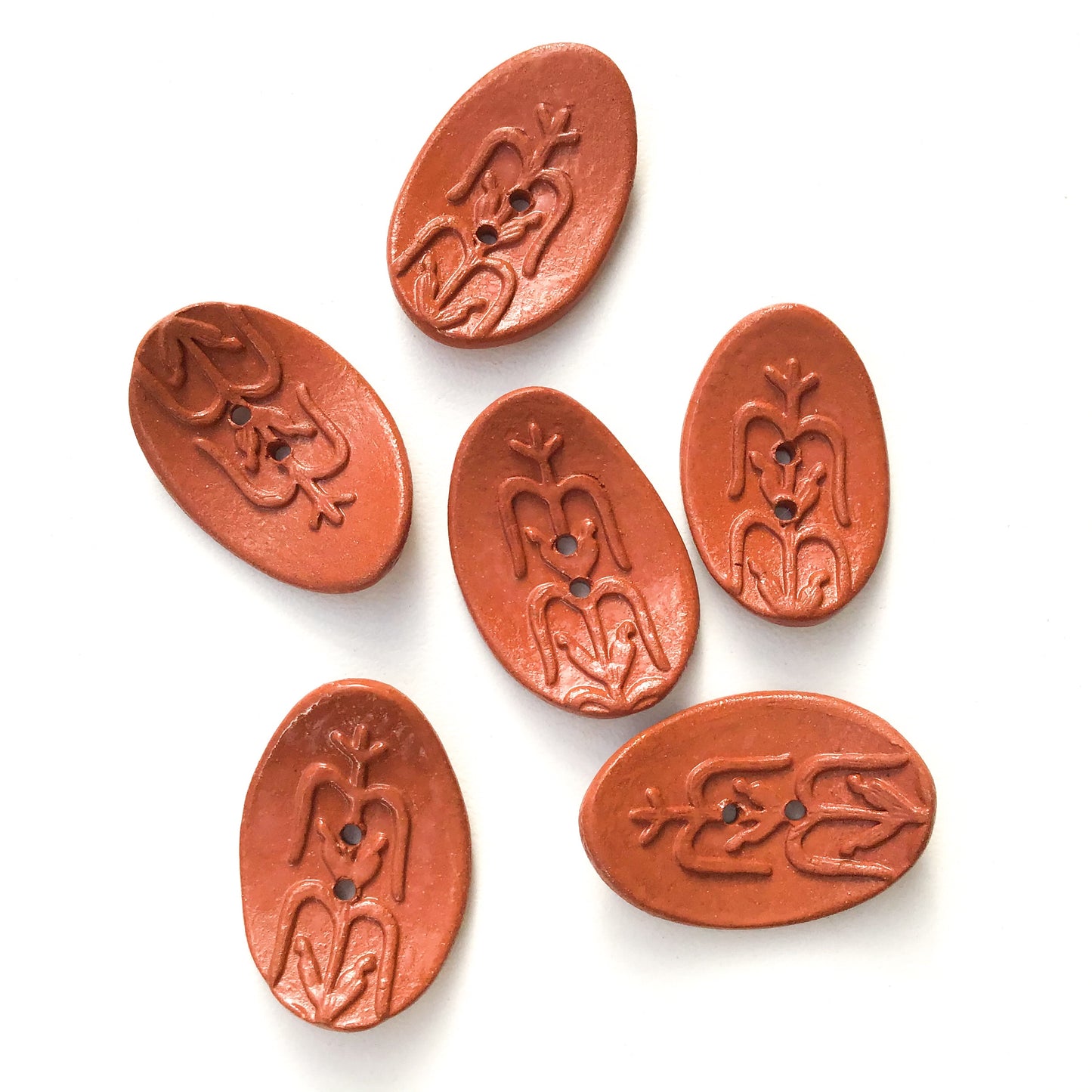 Southwestern Corn Buttons - Reddusg-Brown Ceramic Buttons - 5/8" x 1" - 5 Pack