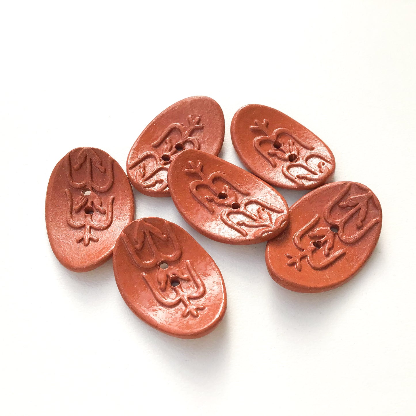 Southwestern Corn Buttons - Reddish-Brown Ceramic Buttons - 3/4" x 1 1/16" - 6 Pack