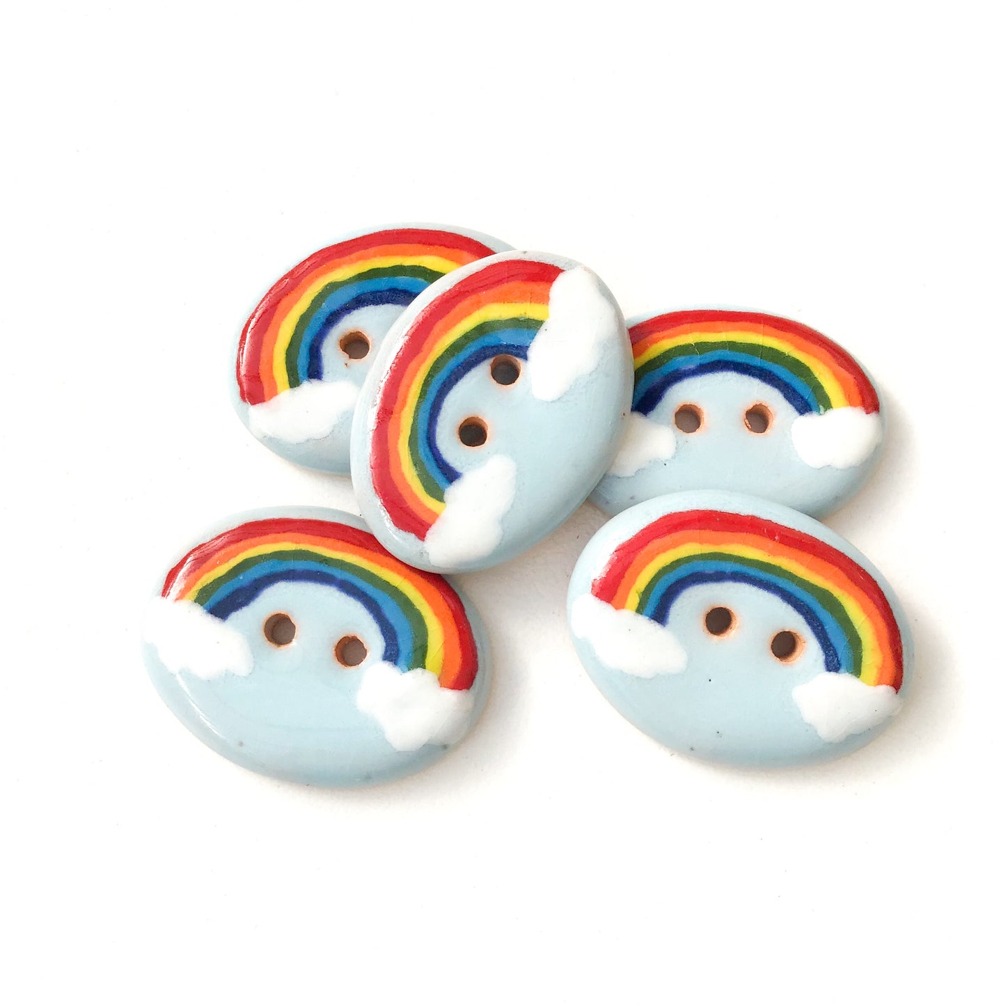 Over the Rainbow Buttons - Ceramic Rainbow Buttons - 3/4" x 1 1/8"
