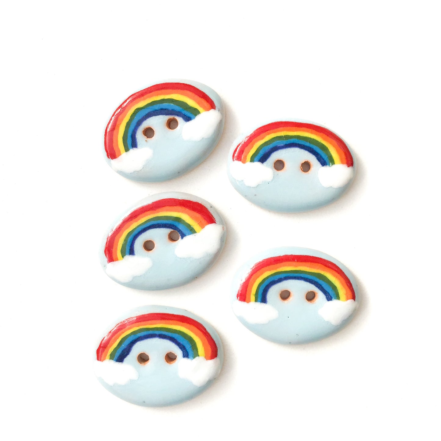 Over the Rainbow Buttons - Ceramic Rainbow Buttons - 3/4" x 1 1/8"