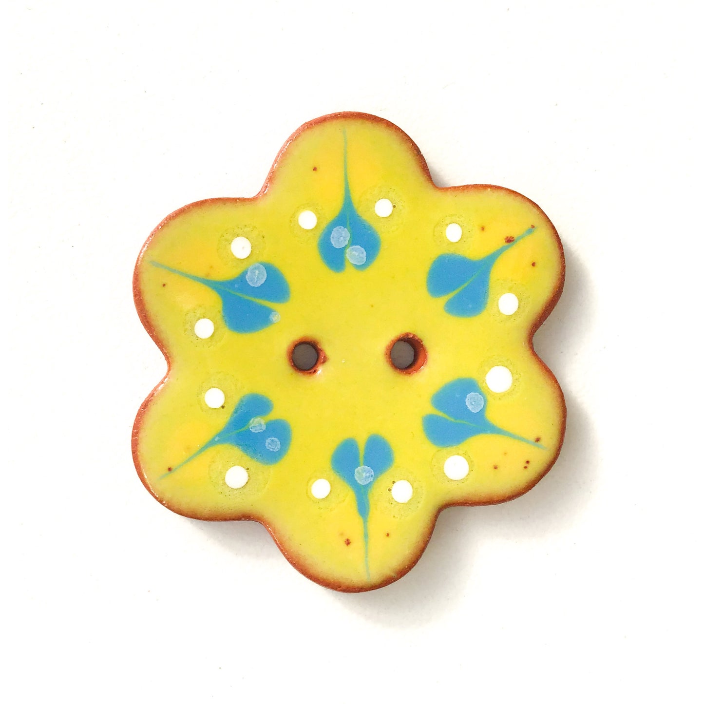 Chartreuse Flower Shaped Ceramic Button - Decorative Clay Buttons - 1 3/8" (ws-47)