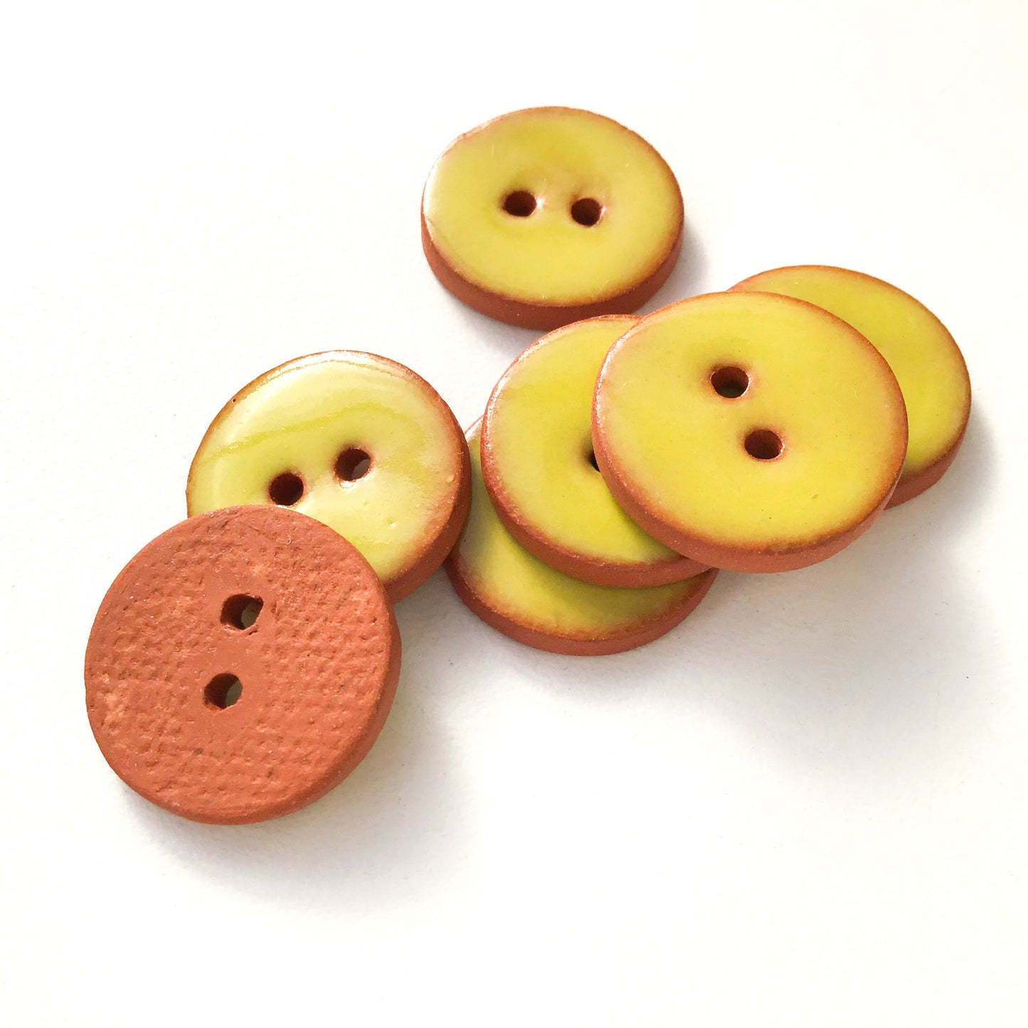 Chartreuse Ceramic Buttons - Clay Buttons - 3/4"- 8 Pack (ws-43)