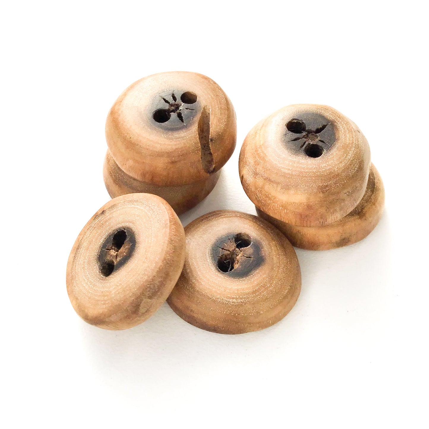 Black Walnut Wood Buttons - Walnut Sap & Heartwood Buttons - 7/8" - 6 Pack