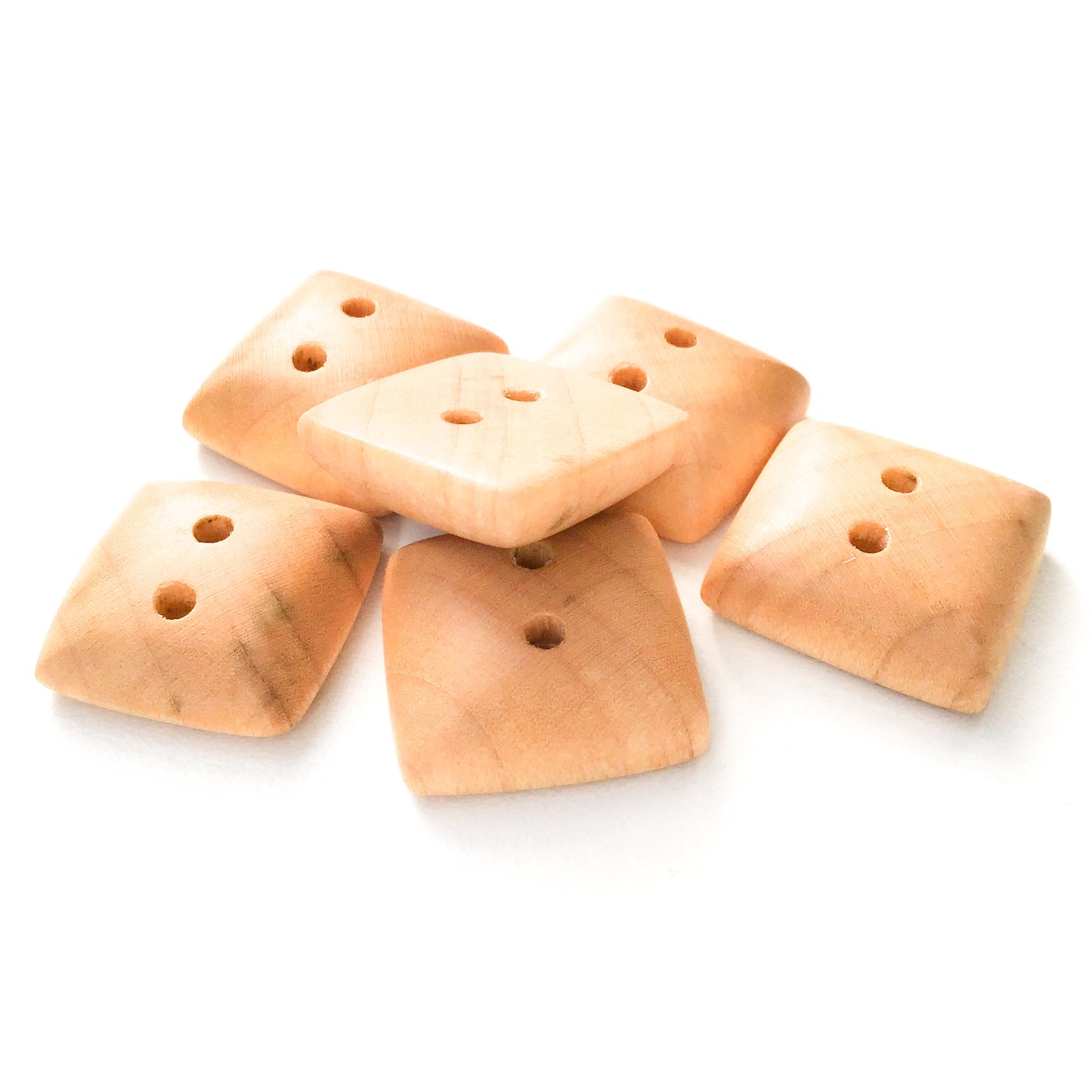 Lightly Spalted Maple Wood Buttons - Square Maple Wood Buttons - 7/8" - 6 Pack