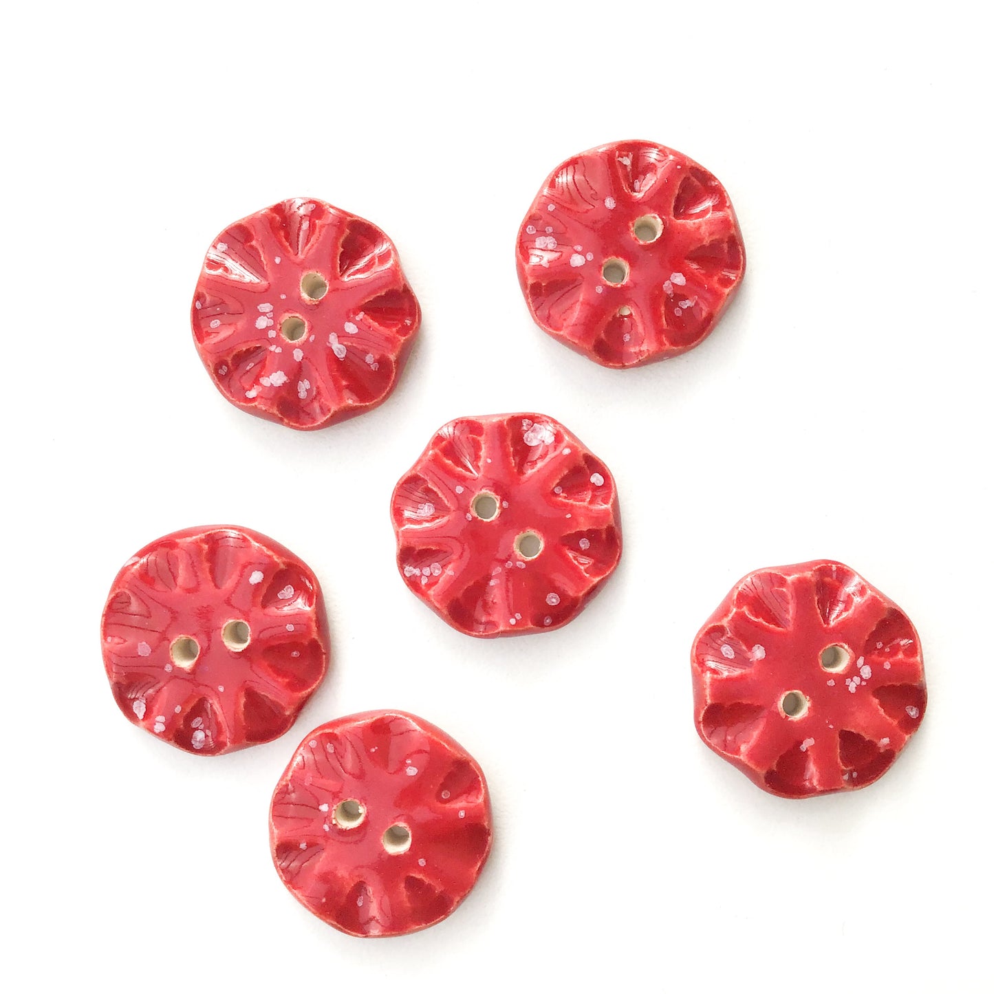 Speckled Red Ceramic Buttons - Red Clay Buttons - 3/4" - 6 Pack