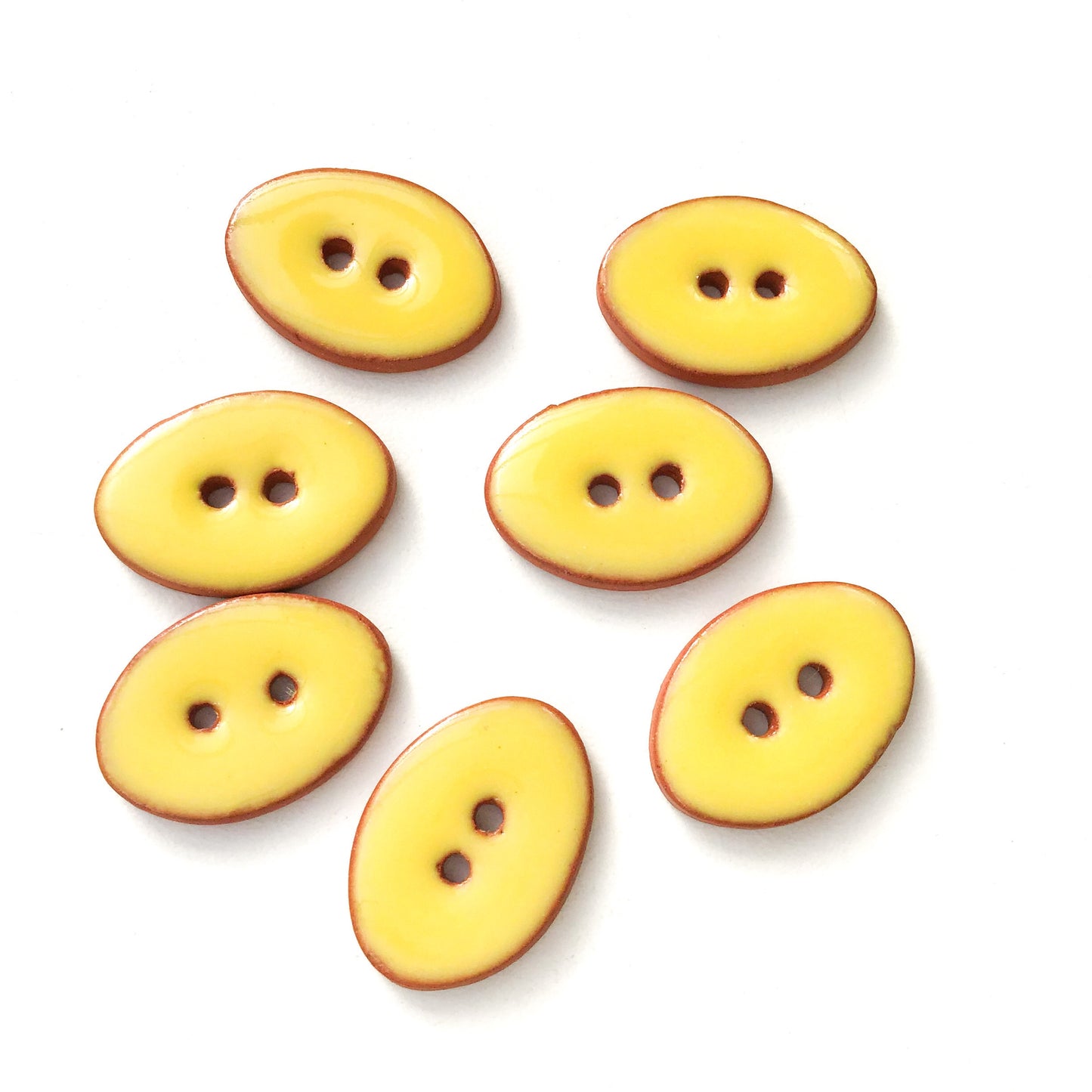 Bright Yellow Oval Clay Buttons - 5/8" x 7/8" - 7 Pack (ws-19)