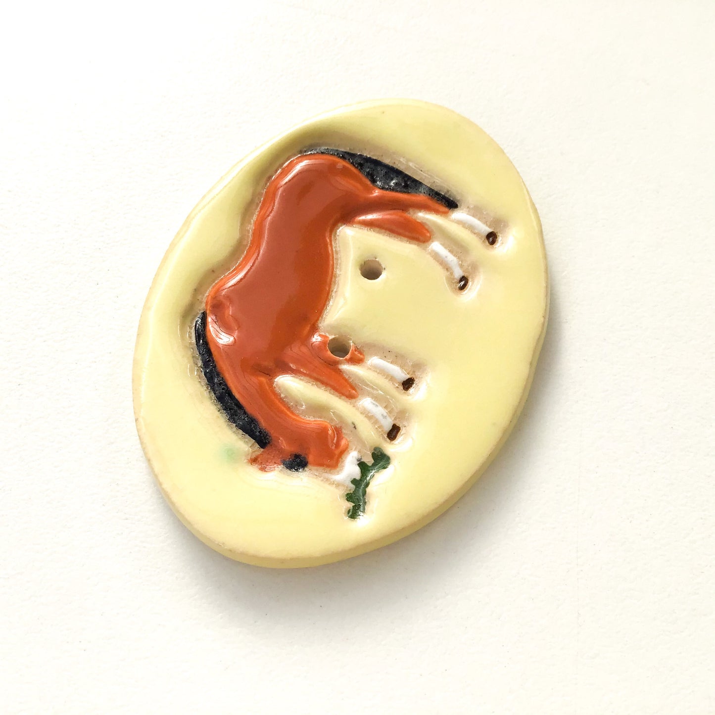 Large Ceramic Horse Button - Decorative Clay Horse Button - 2 1/8" x 1 5/8"