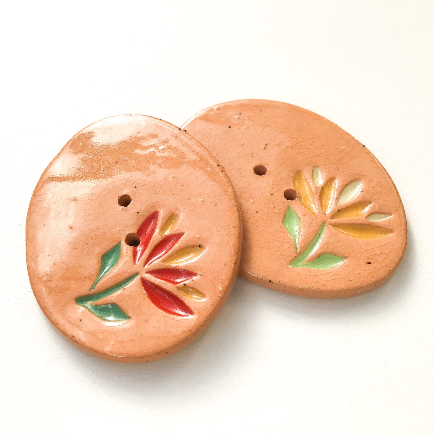 Cut Flower Buttons - Large Oval Ceramic Buttons