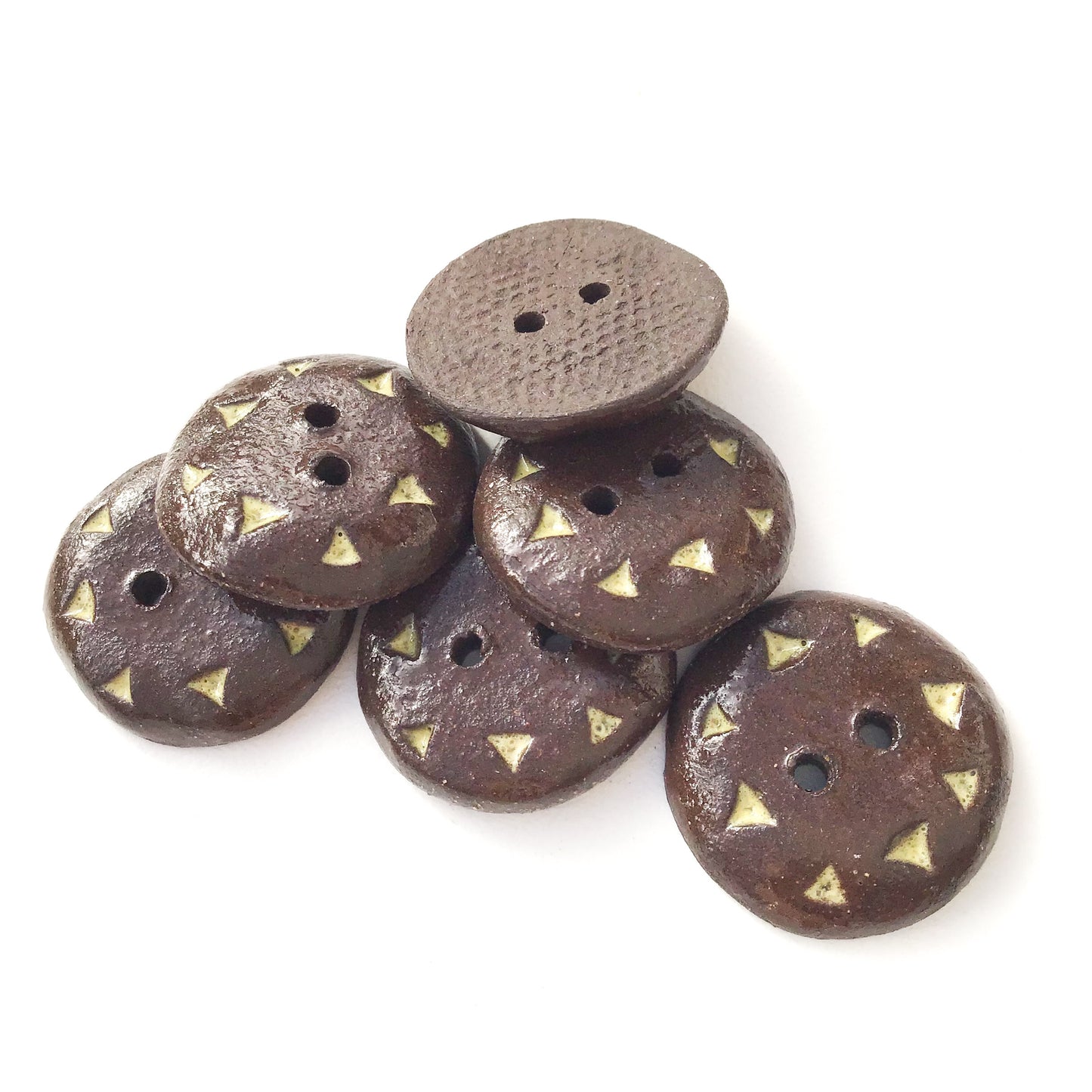Black Clay Buttons with Yellow Detail - "The Sun" -13/16" - 6 Pack