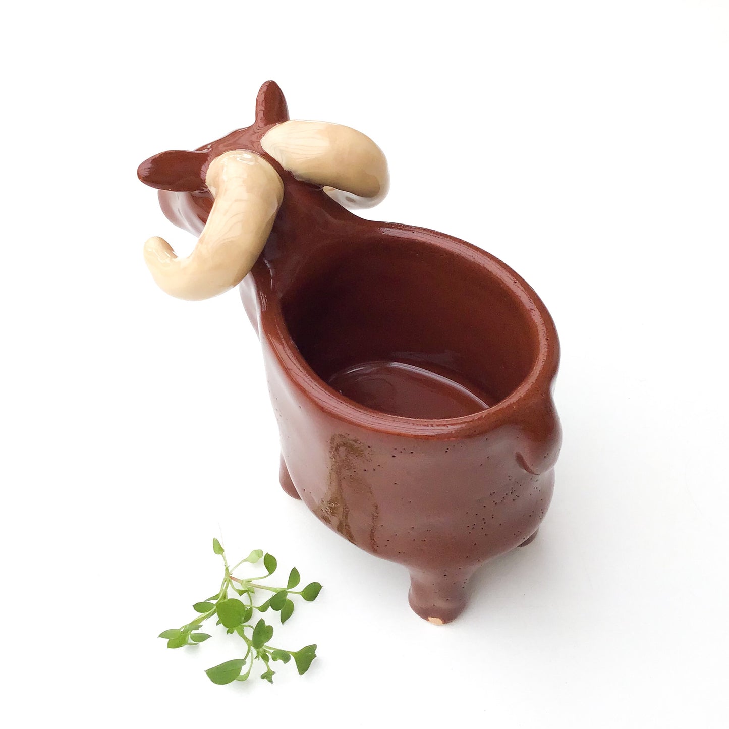 Brown Sheep Pot - Ceramic Sheep Planter