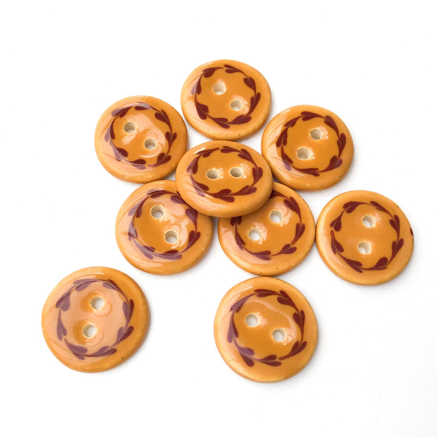 (Wholesale Accounts Only) 3/4" Floral Wreath - round - flat - buff clay (ws-170)