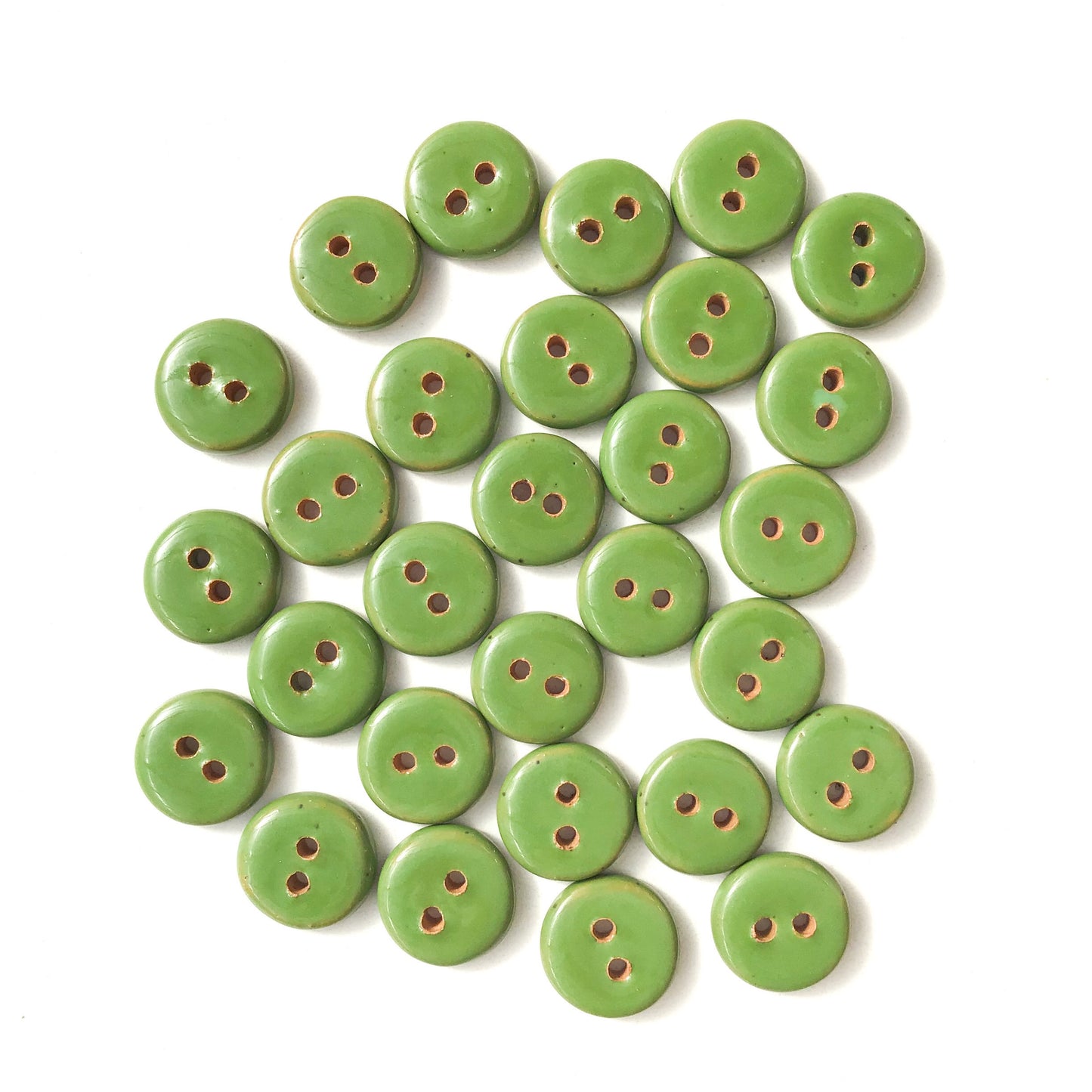 Shamrock Green Ceramic Buttons - Green Pottery Buttons - 9/16" (ws-190)