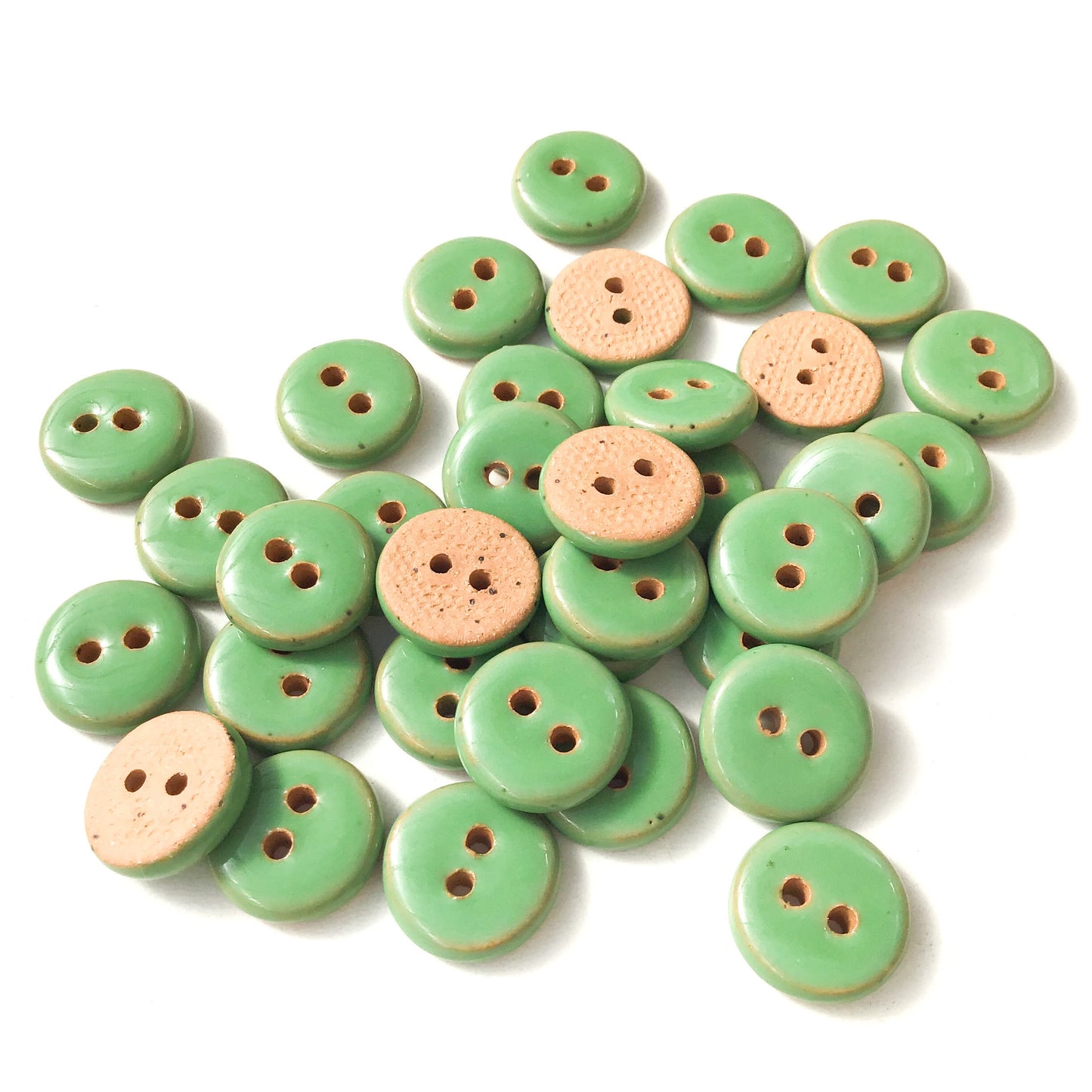 Light Green Ceramic Buttons - Green Pottery Buttons - 9/16" (ws-115)