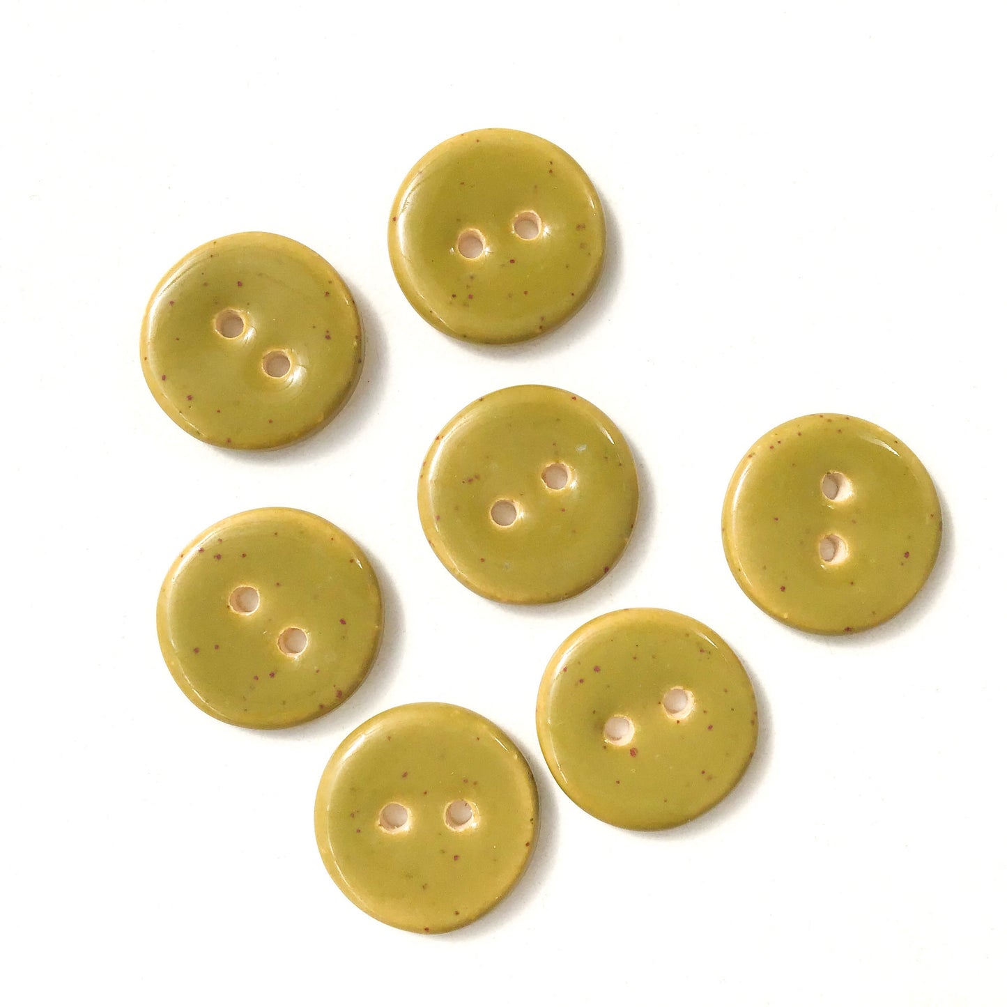 Speckled Olive Green Ceramic Buttons - Mossy Green Clay Buttons - 3/4" (ws-222)